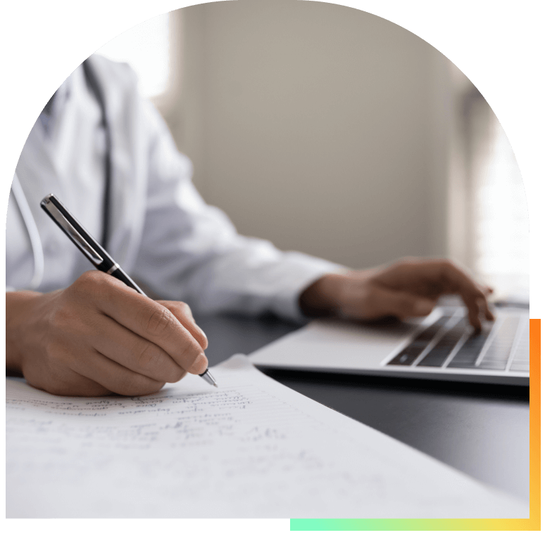 Doctor writing with a pen.