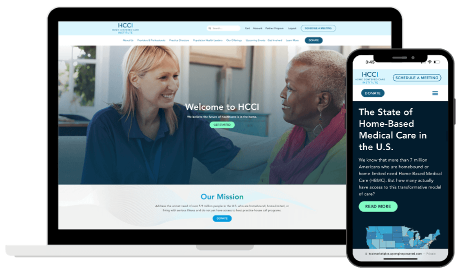 HCCI website mockup on laptop and phone