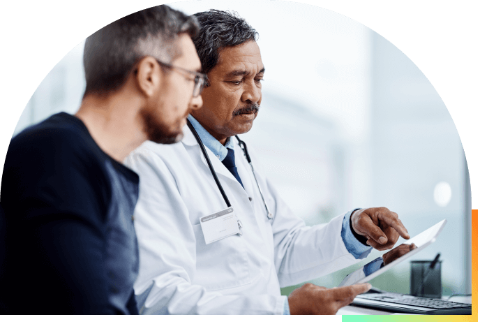 Male doctor and patient