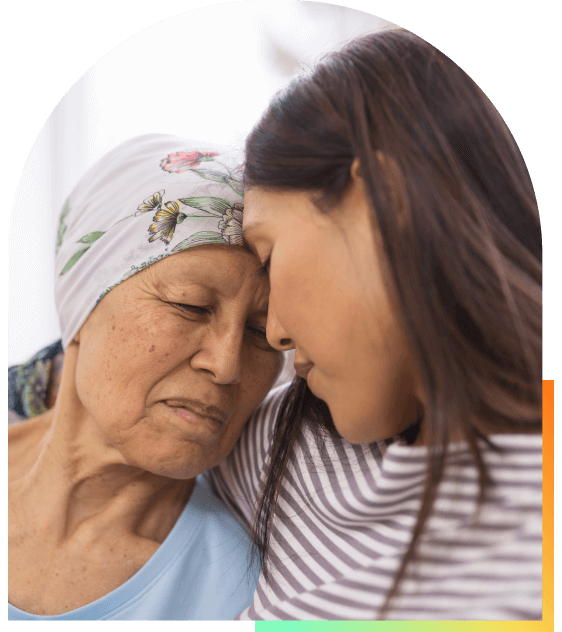 Older woman and younger woman supporting